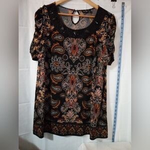 Apt. 9 Black and Orange Paisley Tunic